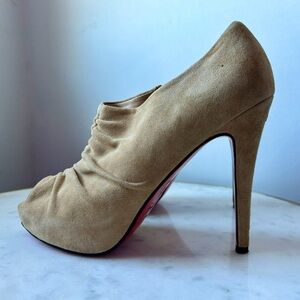 Christian Louboutin Treopli 120 Suede Boots Heels Peep Toe EU 38 US 8